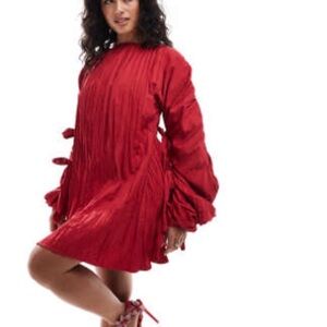 ASOS Design satin crinkle cacoon sleeve mini dress